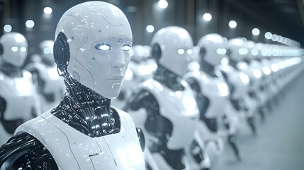 Robots standing in a row