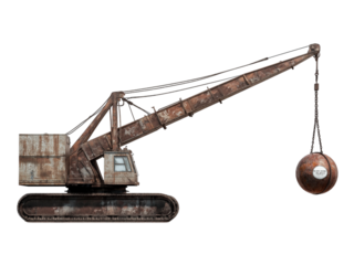 Wrecking ball crane isolated on transparent background Generative Ai.