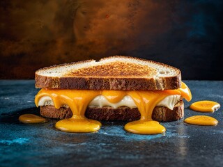 Grilled Cheese Sandwich. Crispy, golden buttery bread with melted cheese. Generative AI.