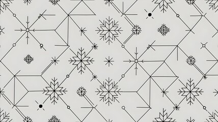 Elegant Snowflakes Abstract Geometric Pattern with White and Gold Texture
