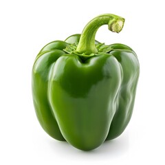 Fresh Green Bell Pepper Isolated on White Background for Cooking