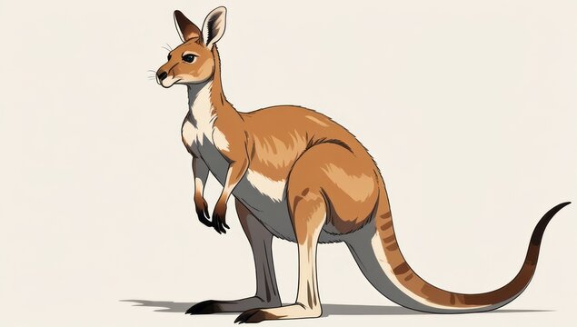 Charming cartoon kangaroo illustration, perfect for nature and wildlife themes. Ideal for children's books, educational materials, or any project needing playful touch.