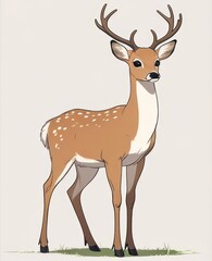 Obraz premium Charming illustration of young deer with soft brown fur and distinctive spots. Ideal for wildlife projects, nature themes, and children's books. Perfect for art displays.