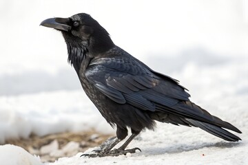 common crow with white background