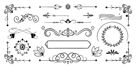 Vintage Frame Elements Set | Elegant Vignettes for Decoration