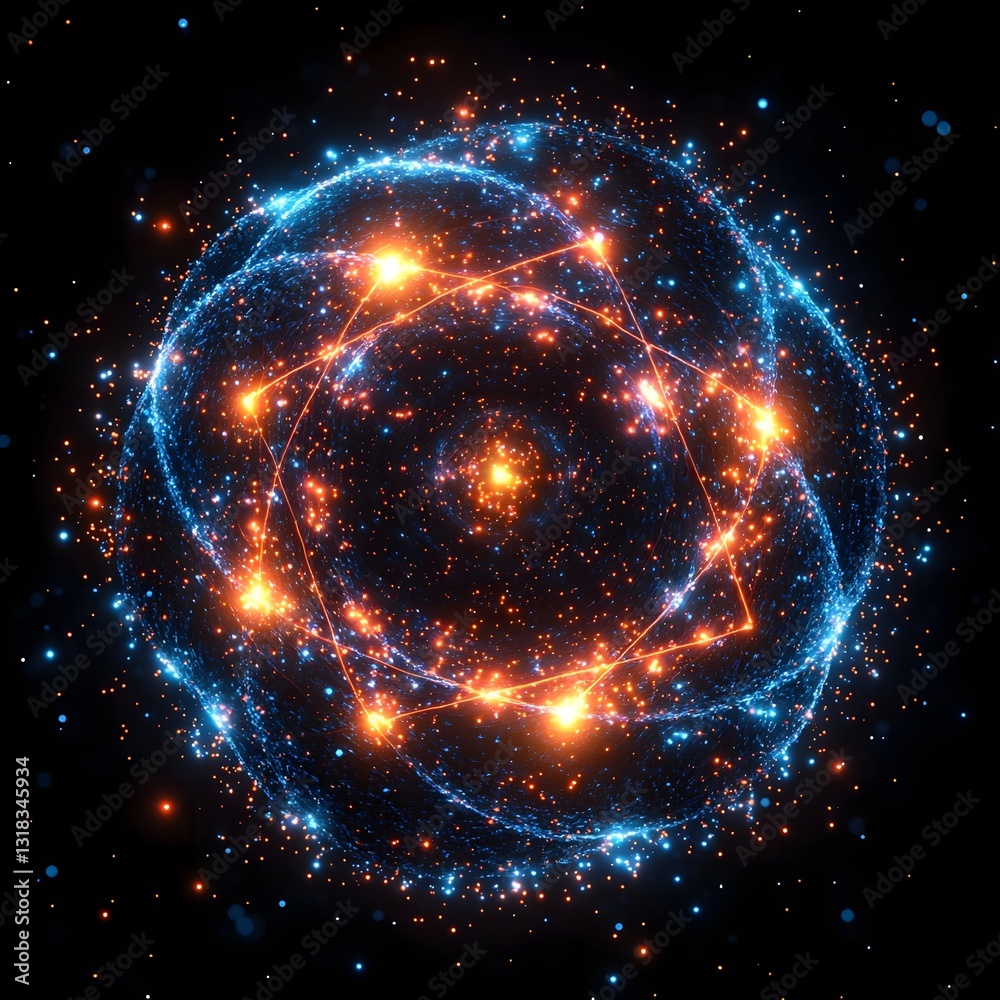 Poster minimalist glowing quantum bit icon with faint radiating pathways symbolizing quantum computing conc