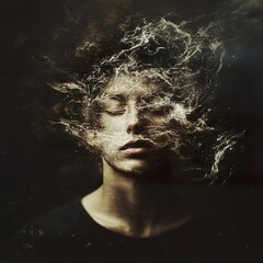 Surreal Woman Portrait: Dreamlike Abstract Art