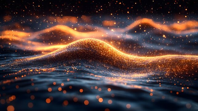 Serene Glowing Representation of Quantum Wave Functions Softly Radiating Glowing Lines in a Digital Space