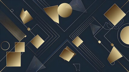 Golden Elegance Geometric Modern Pattern Design for Print and Wall Art