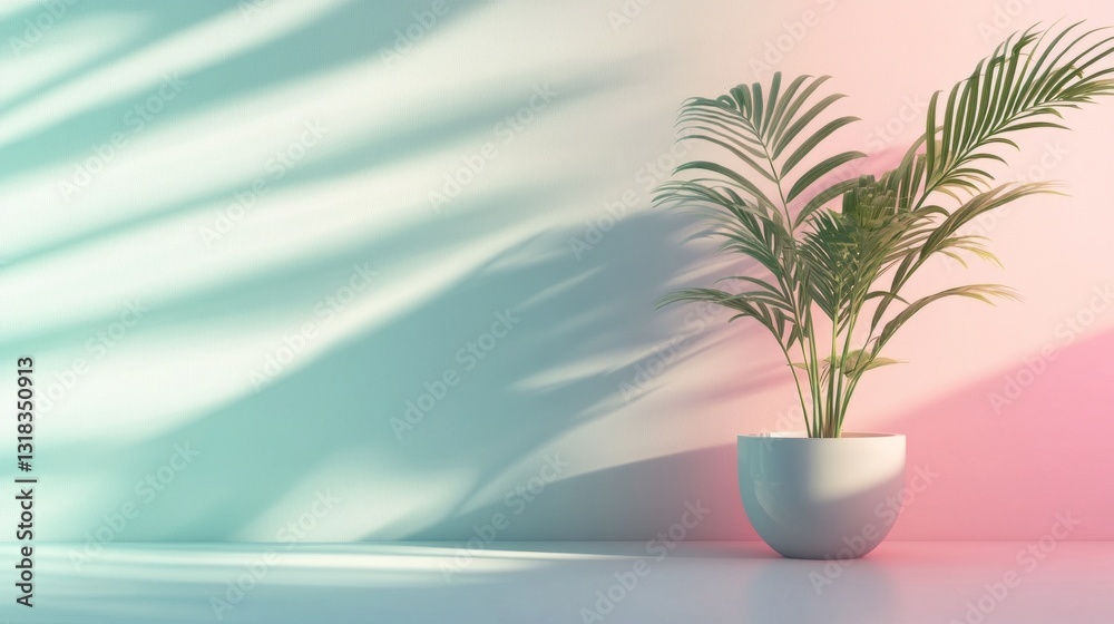 Poster a vibrant green plant sits elegantly in a round white pot, creating a tranquil atmosphere. soft shad