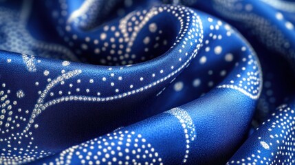 Obraz premium Deep blue silk fabric with delicate print