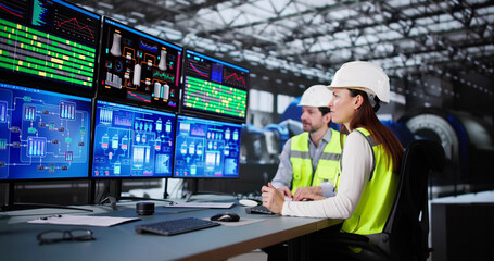 Man controlling electricity generation in power plant