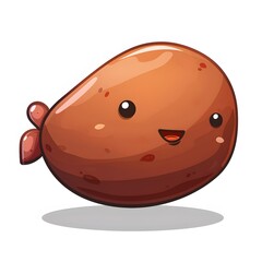 Fototapeta premium Cute Cartoon Character of a Smiling Brown Fish with Simple Design