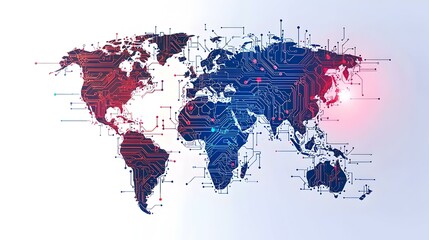 Obraz premium World Map Circuit Board isolated on white background