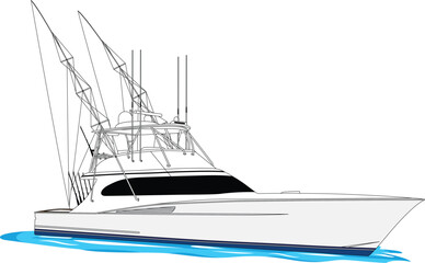 Naklejka premium Sportfishing boat vector 