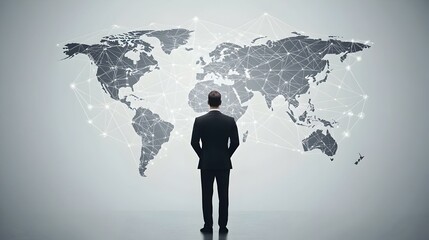 Businessman holding Global network connection