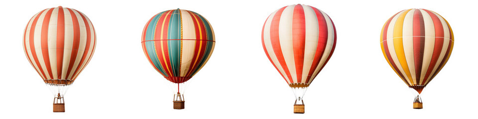 Obraz premium Multicolored hot air balloons gracefully drifting in the blue sky on a bright sunny day Scenic aerial view of the atmospheric atmospheric balloons during a leisure travel or tourism adventure