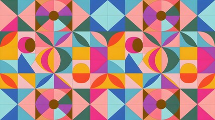 Playful Geometric Color Palette Seamless Decorative Pattern for Prints and Backgrounds