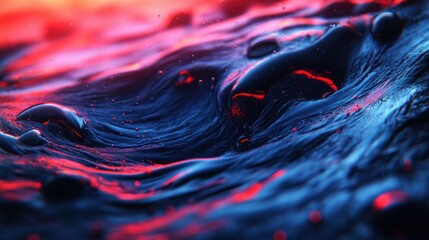 Eerie, dark, water with glowing red light highlighting ripples and dark spots