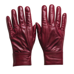 A Pair of Red Leather Gloves Isolated on Transparent Background