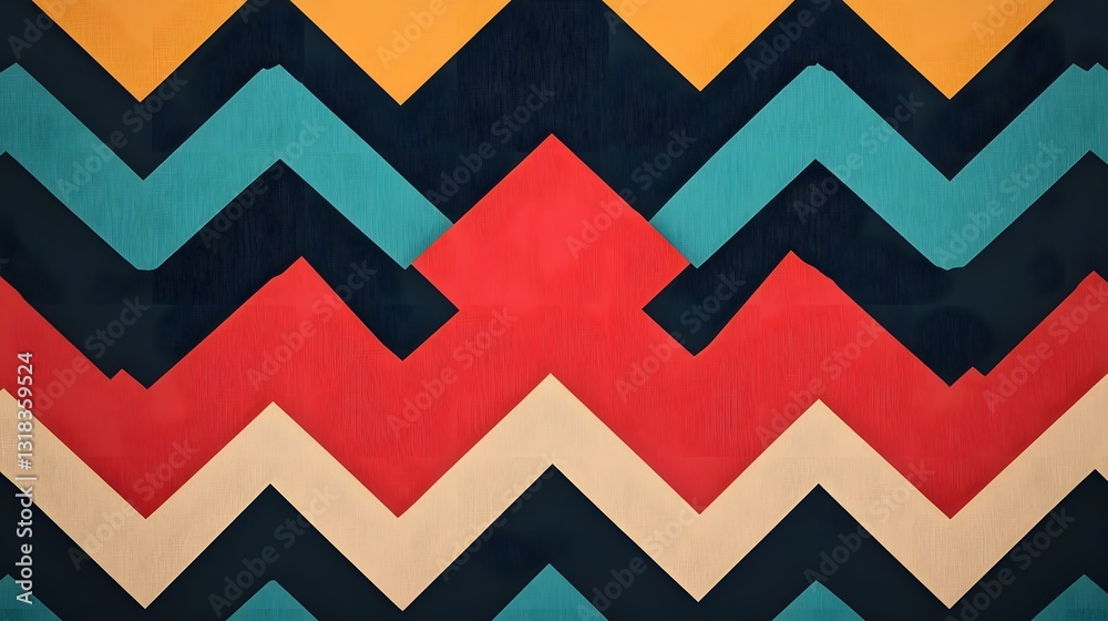 Wall mural vibrant geometric zig-zag pattern for dynamic and energetic backdrop
