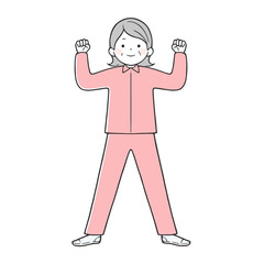 ガッツポーズするシニア女性