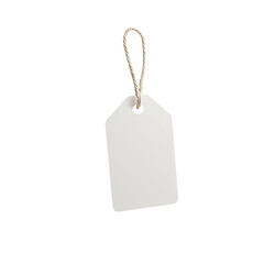 3d render icon white blank price tag, isolated on transparent background.