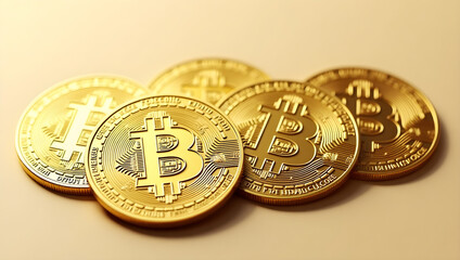 Three Bitcoins as a digital currency concept.
