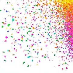 Colorful confetti falling on a white background, perfect for celebrations, parties, and joyful occasions.
