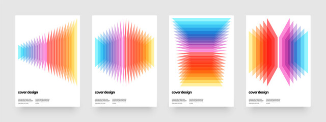 Template with blended shapes texture for events, companies or business. Ribbed colorful gradient for flyer, poster, cover, banner or background. 