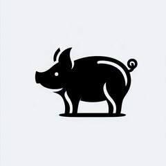 Fototapeta premium Silhouette of a Pig with a Curly Tail