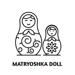 Matryoshka doll editable stroke outline icon isolated on white background flat vector illustration, black outline, Pixel perfect