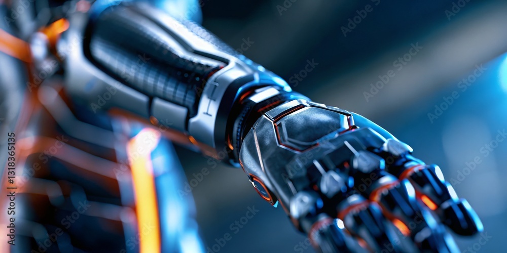 Aufkleber futuristic robotic arm with intricate details and glowing elements.