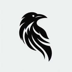 Obraz premium Stylized Raven Head Black White Icon