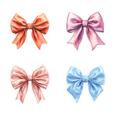 Illustration with a baby bow on a white isolated background