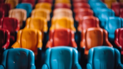 Colorful Rows Of Blurry Seats