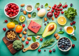 Minimalist Keto Diet Food Flat Lay: Healthy Lifestyle Choices