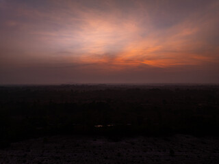 Amazing landscape nature view in sunset or sunrise sky background