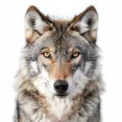 Fototapeta premium Majestic Wolf Portrait with Intense Eyes and Soft Fur Texture