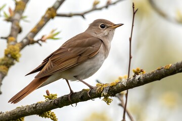 Fototapeta premium nightingale with white background
