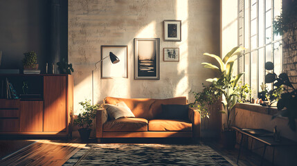 Sunlit Artistic Living Room Space