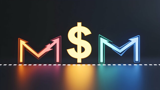 Colorful Neon Mmm Dollar Sign Graphic