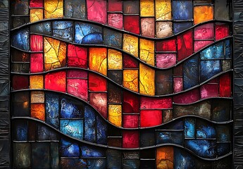 Vibrant stained glass art pattern abstract design modern gallery colorful environment artistic viewpoint
