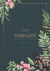 vector postcard template modern design dark green background