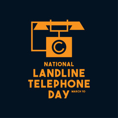 National Landline Telephone Day. March 10. Flat design vector. Banner, card, background.