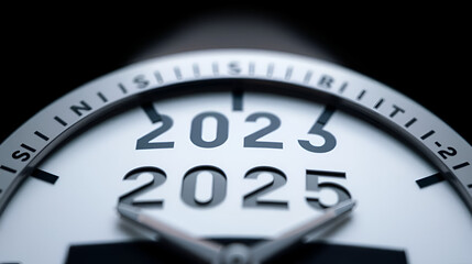 A clean and minimalist composition featuring "2025" engraved prominently on the track with a runner in focus