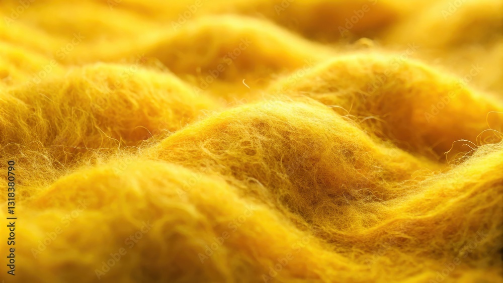 Poster Abstract Close-up of Soft Yellow Wool Texture with Delicate Hairs and a Smooth, Flowing Surface