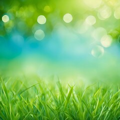 Obraz premium green grass and blue sky background