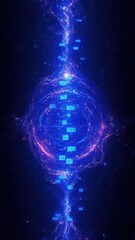 Obraz premium Mesmerizing Vortex of Electric Blue Light Representing Futuristic Digital Energy Fields