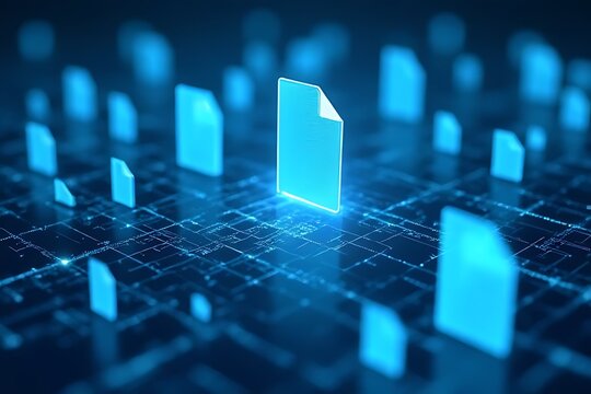 Digital document management virtual environment graphic representation abstract concept futuristic viewpoint